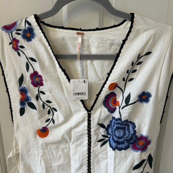 Free People Floral Embroidered Tie Waist Bo Dress - Picture 6 of 12